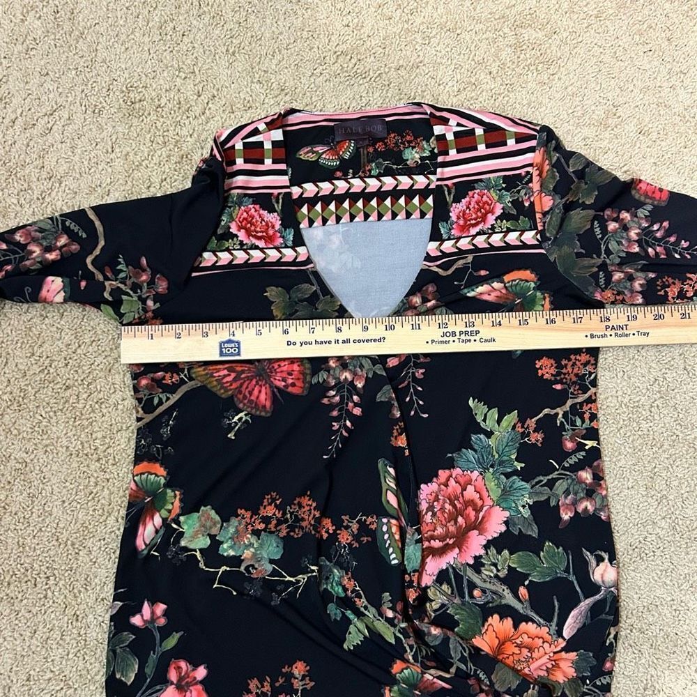 Hale Bob buttery Jersey soft faux wrap top black butterfly size XS - Picture 6 of 9